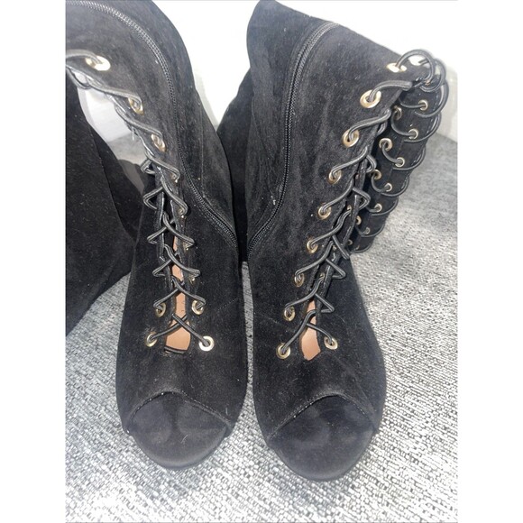 Dollhouse Thigh High Boots Black High Block Heel Dressy Tall Sock Boot Size 8.5 - Picture 6 of 15